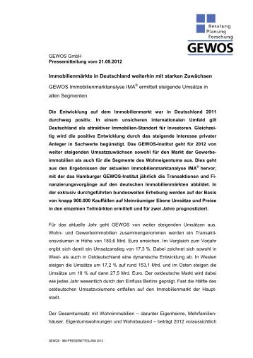 Pressemitteilung GEWOS (pdf)