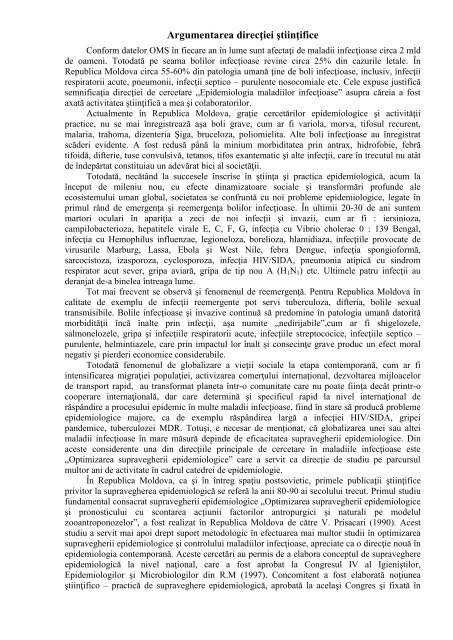 Argumentarea direcției științifice