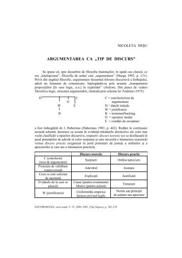 ARGUMENTAREA CA „TIP DE DISCURS” - Dacoromania