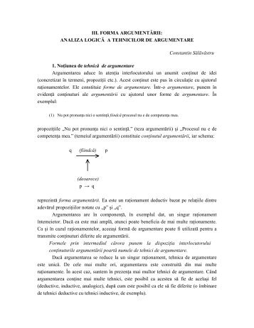 III. FORMA ARGUMENTĂRII: ANALIZA LOGICĂ A ... - 3x Filozofie