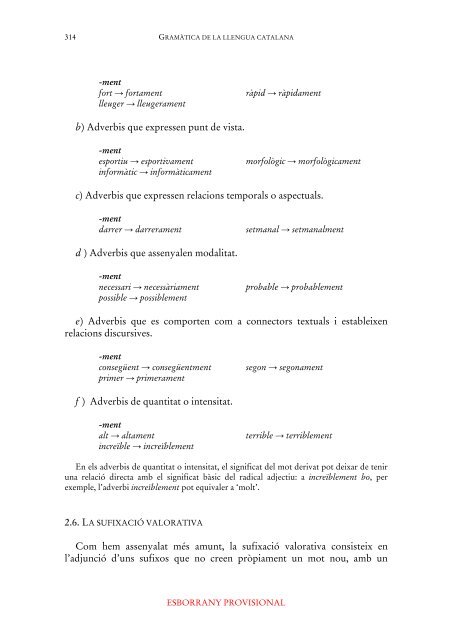 Gramàtica de la llengua catalana (versió provisional). III.2 La derivació