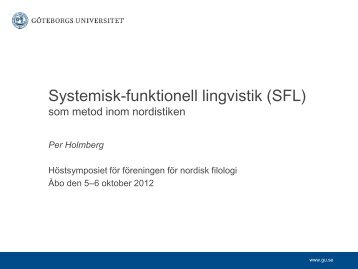 Systemisk-funktionell lingvistik (SFL) - Föreningen för nordisk filologi