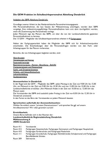Liste der Ansprechpartner - GEW Bezirksverband Weser-Ems