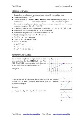 Nombres Complexos, Successions i Àlgebra - Aitor Niñerola