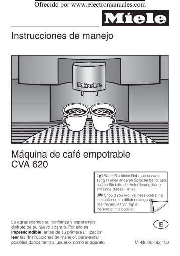 Instrucciones de manejo Máquina de café empotrable CVA 620