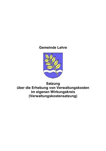 Verwaltungskostensatzung - Gemeinde Lehre