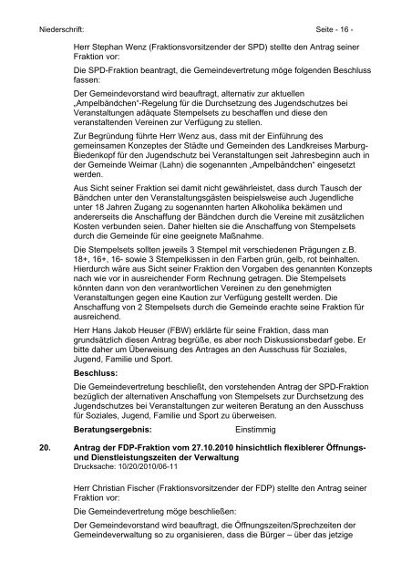Protokoll vom 11.11.2010 - Gemeinde Weimar