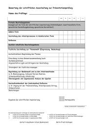 Bewertung der schriftlichen Ausarbeitung zur Präsentationsprüfung