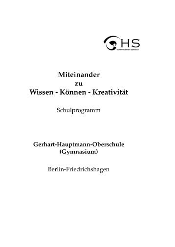 Unser Schulprogramm - Gerhart Hauptmann Oberschule ...