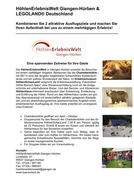 HöhlenErlebnisWelt Giengen-Hürben & LEGOLAND® Deutschland