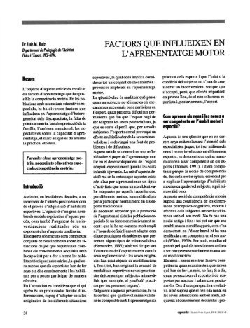 factors que influeixen en l'aprenentatge motor - apunts