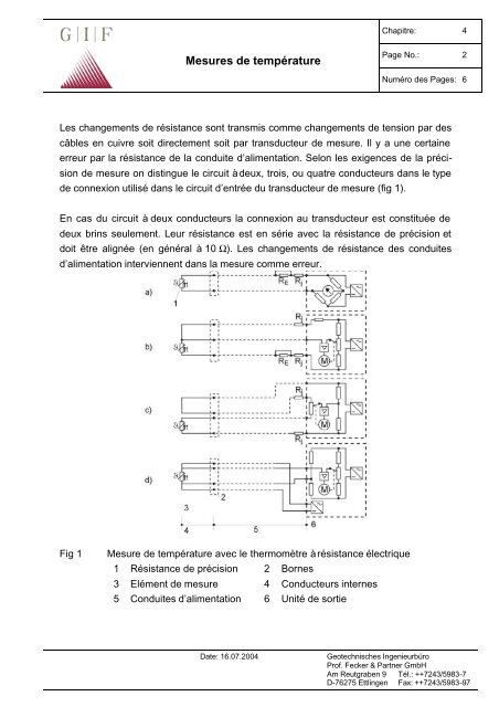 4 Mesures de température - Geotechnisches Ingenieurbüro Prof ...