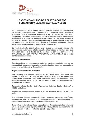 Bases Concurso de Relatos Cortos - Fundación Villalar · Castilla y ...