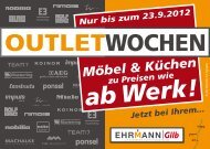 Möbel & Küchen zu Preisen wie ab Werk! - Einrichtungshaus Ehrmann