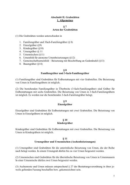 Satzung über das Friedhofs - Gemeinde Gilching