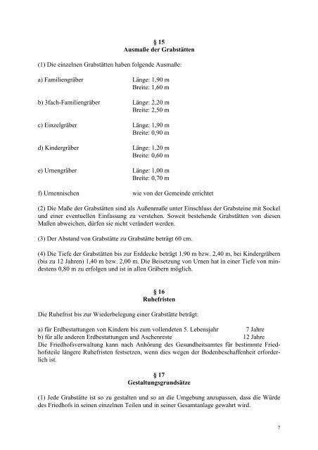 Satzung über das Friedhofs - Gemeinde Gilching