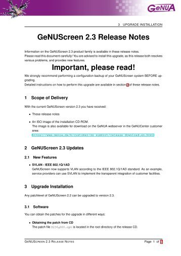 genuscreen Version 2.3 Release Notes - GeNUA