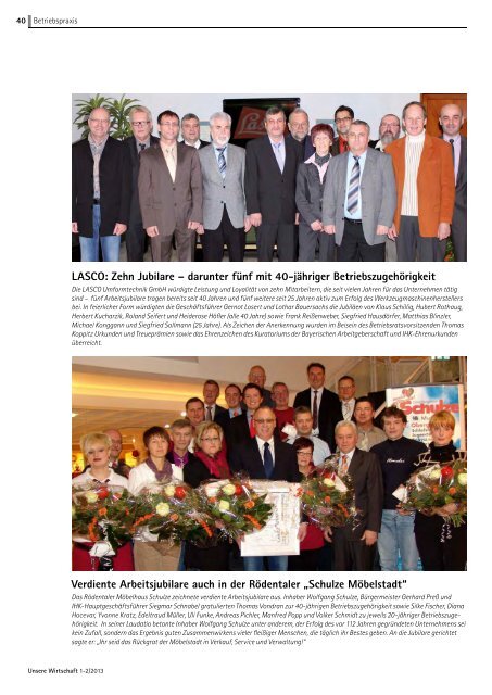 Unsere Wirtschaft 01/2013 - Wirtschaftsjunioren Coburg