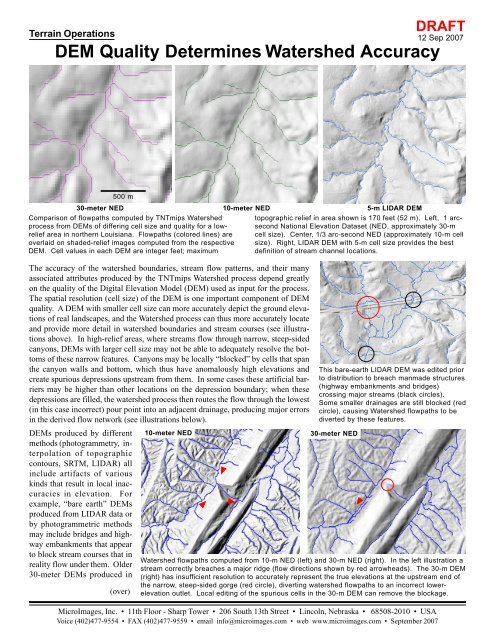 DEM Quality Determines Watershed Accuracy - GIS Team