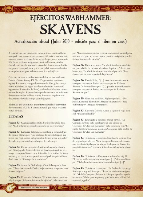 Livre Warhammer armée Skavens 2002 - Livres