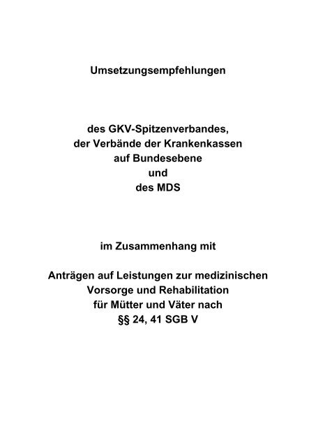 Umsetzungsempfehlungen - GKV-Spitzenverband