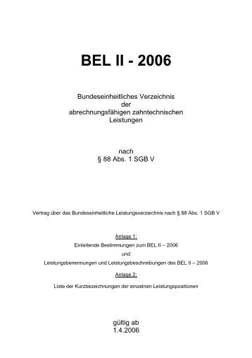 Leistungsverzeichnis (BEL II - 2006) - GKV-Spitzenverband