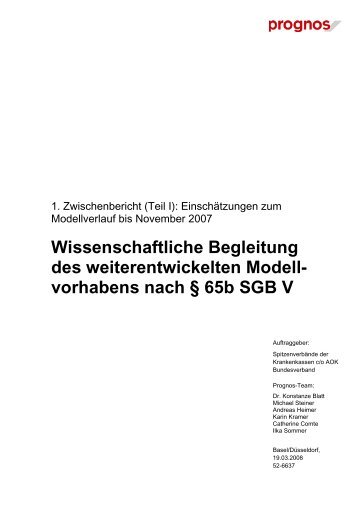 Erster Zwischenbericht (Prognos) der 2. Modellphase (PDF, 2 - GKV ...