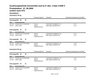 Zuzahlungsbefreite Arzneimittel nach § 31 Abs. 3 Satz 4 SGB V ...