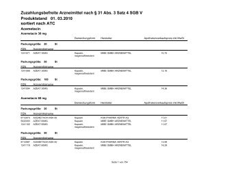 Zuzahlungsbefreite Arzneimittel nach § 31 Abs. 3 Satz 4 SGB V ...