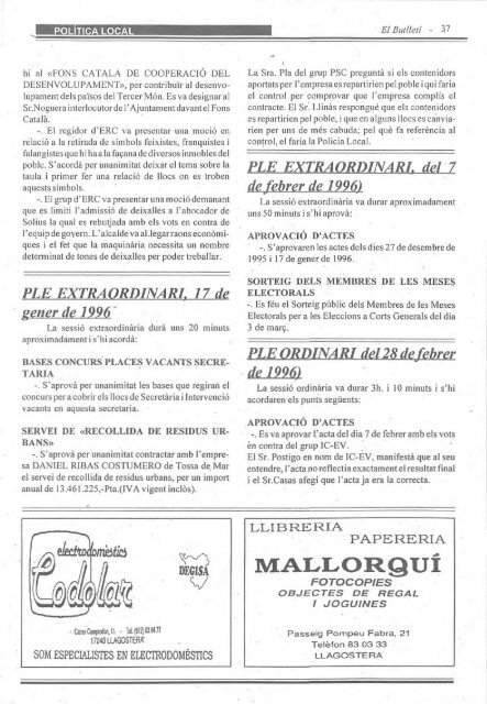 Maig 1996 - Arxiu Municipal de Llagostera