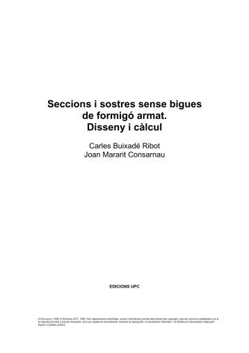 Seccions i sostres sense bigues de formigó armat. Disseny i càlcul