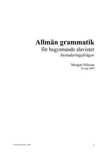 Instuderingsfrågor till Allmän grammatik - Morgan Nilsson