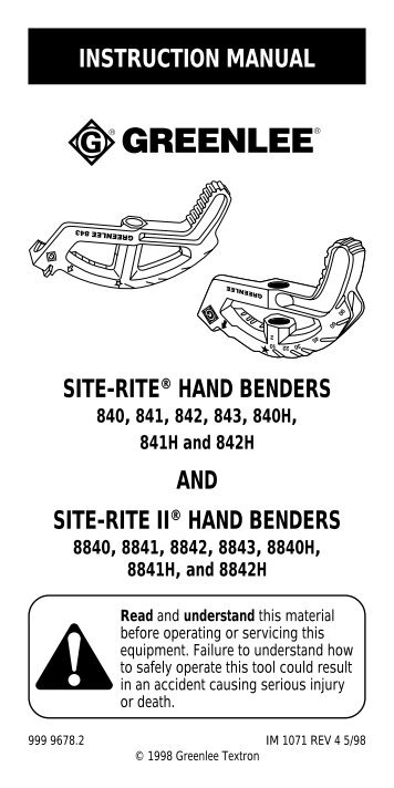 instruction manual site-rite® hand benders and - CableOrganizer.com