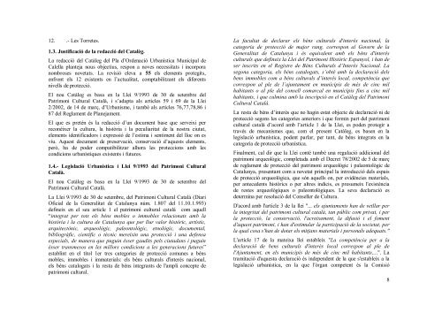 Memòria i normativa del catàleg - Ajuntament de Calella