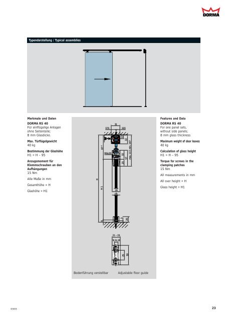 Der Produktkatalog DORMA RS 40