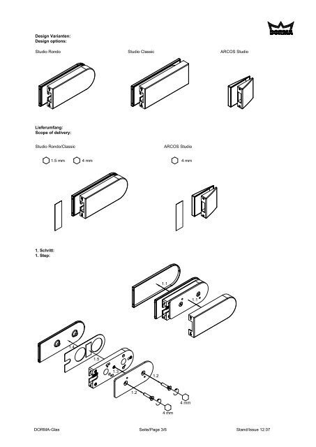 DORMA ARCOS Studio Gegenkasten Montageanleitung