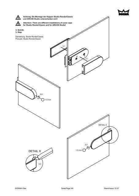 DORMA ARCOS Studio Gegenkasten Montageanleitung