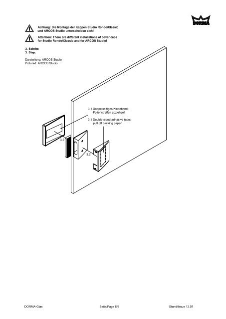 DORMA ARCOS Studio Gegenkasten Montageanleitung