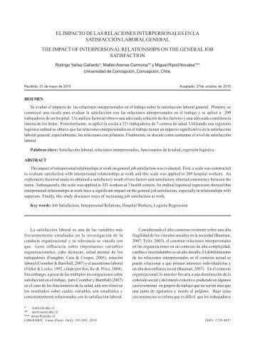 el impacto de las relaciones interpersonales en la - SciELO