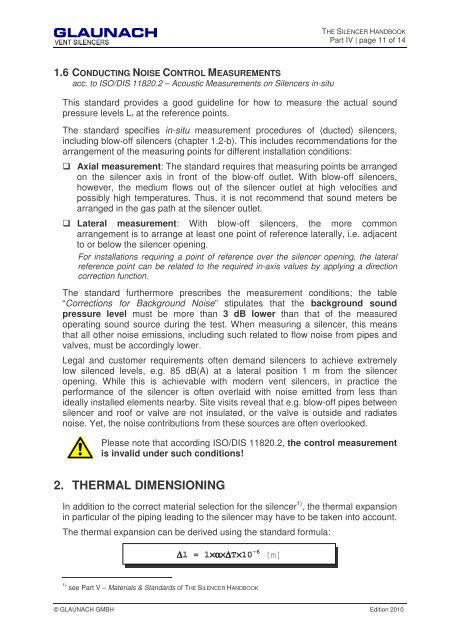 1. acoustic dimensioning - GLAUNACH Vent Silencers