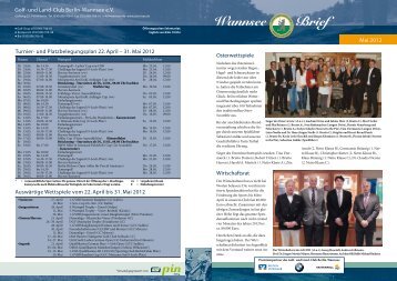 Wannsee Brief - Der Golf- und Land-Club  Berlin-Wannsee eV