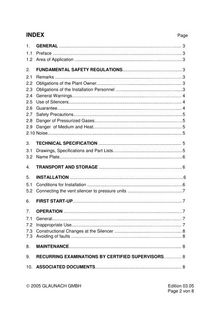 Operating Manual - GLAUNACH Vent Silencers