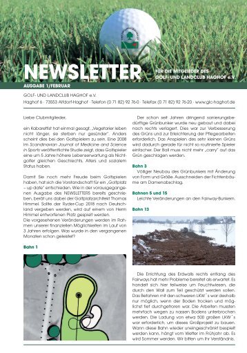 Newsletter 1_11_Newsletter - Golf- und Landclub Haghof