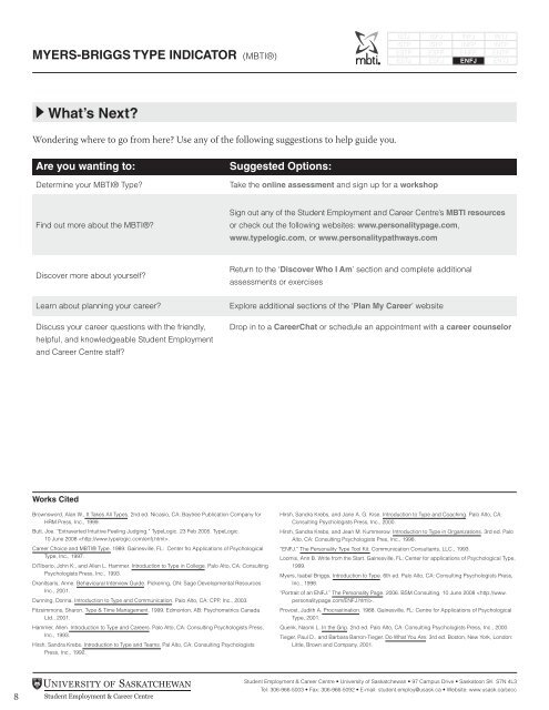 enFJ - Students - University of Saskatchewan