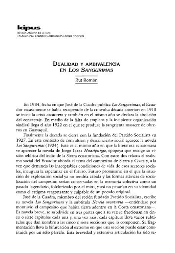 DUALIDAD y AMBIVALENCIA EN Los SANGURIMAS Rut Román ...