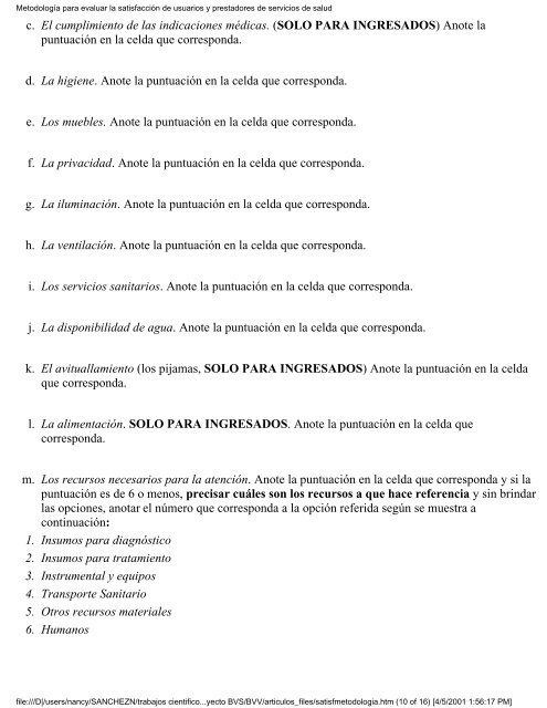 Metodología para evaluar la satisfacción de usuarios y prestadores ...