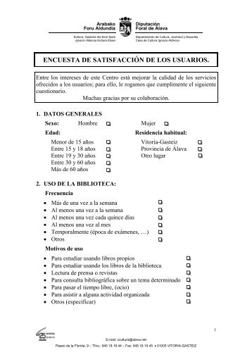 Encuesta de satisfacción de usuarios - Bibliotecas Públicas