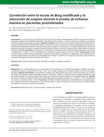 Correlación entre la escala de Borg modifi cada y la saturación de ...