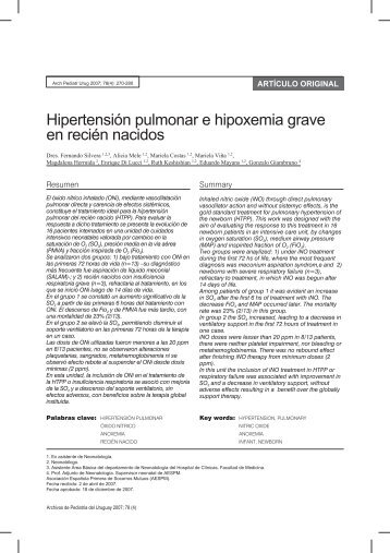 Hipertensión pulmonar e hipoxemia grave en recién nacidos