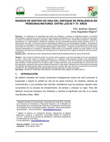 Rasgos de sentido de vida del enfoque de resiliencia en personas ...